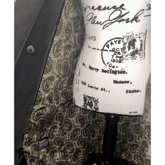 London Fog Trench Coat Black Removable Paisley Liner Double Breasted Sz 10‎ - Picture 14 of 15